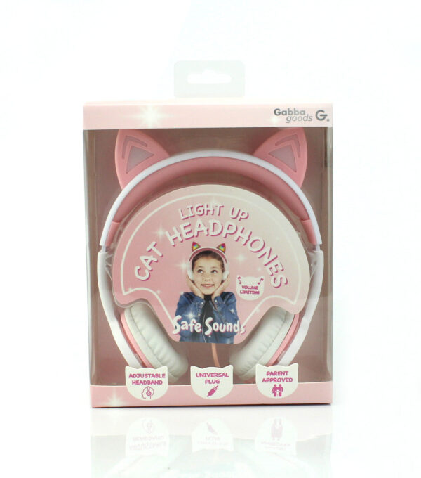 Kids SafeSounds Volume Limited LED Light Up Cat Over Ear Headphones for Children