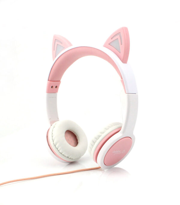 Kids SafeSounds Volume Limited LED Light Up Cat Over Ear Headphones for Children